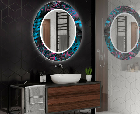 Ronde decoratieve spiegel met led-verlichting voor op de badkamer - Fluo Tropic #2