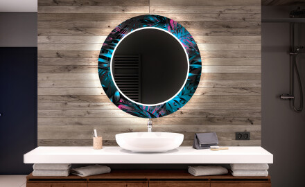 Ronde decoratieve spiegel met led-verlichting voor op de badkamer - Fluo Tropic