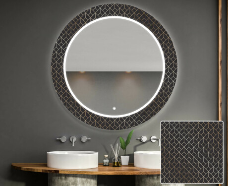Ronde decoratieve spiegel met led-verlichting voor op de badkamer - Golden Lines