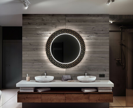 Ronde decoratieve spiegel met led-verlichting voor op de badkamer - Golden Lines #12