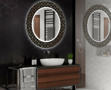 Ronde decoratieve spiegel met led-verlichting voor op de badkamer - Golden Lines #2