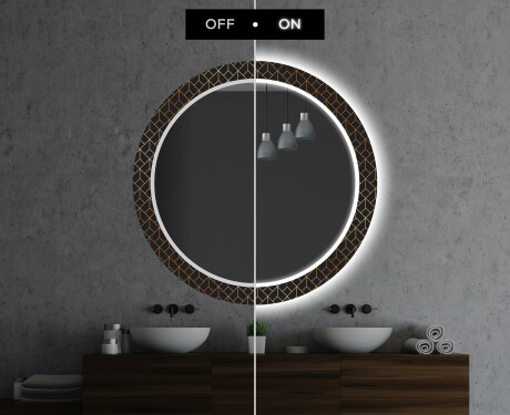 Ronde decoratieve spiegel met led-verlichting voor op de badkamer - Golden Lines #7