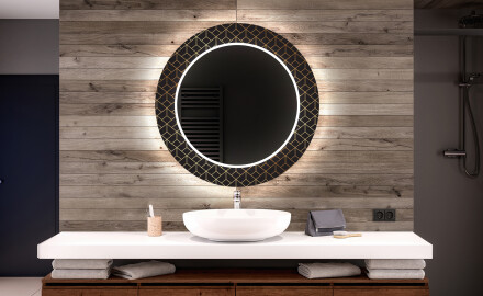 Ronde decoratieve spiegel met led-verlichting voor op de badkamer - Golden Lines