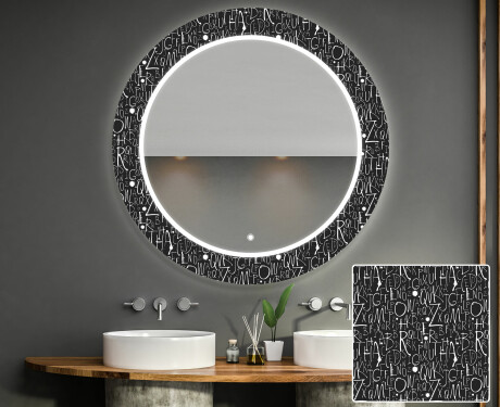 Ronde decoratieve spiegel met led-verlichting voor op de badkamer - Gothic