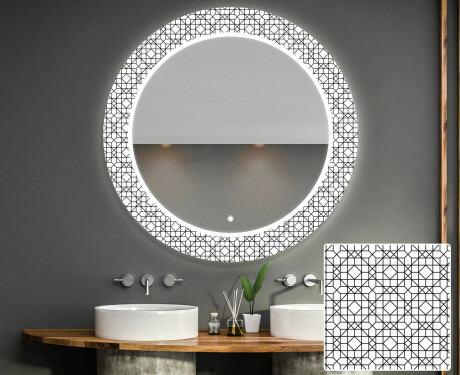 Ronde decoratieve spiegel met led-verlichting voor op de badkamer - Industrial #1