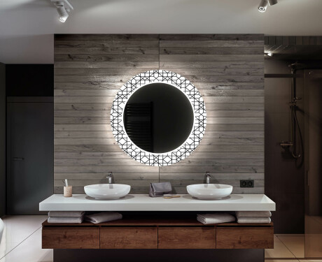 Ronde decoratieve spiegel met led-verlichting voor op de badkamer - Industrial #12