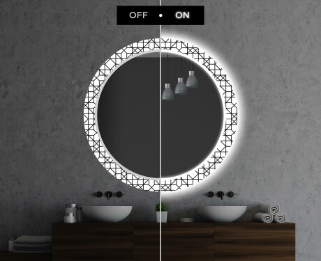 Ronde decoratieve spiegel met led-verlichting voor op de badkamer - Industrial #7