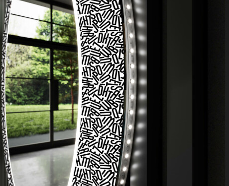 Ronde decoratieve spiegel met led-verlichting voor op de badkamer - Letters #11