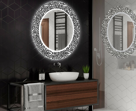Ronde decoratieve spiegel met led-verlichting voor op de badkamer - Letters #2