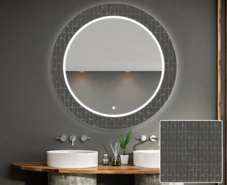 Ronde decoratieve spiegel met led-verlichting voor op de badkamer - Microcircuit
