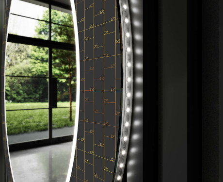 Ronde decoratieve spiegel met led-verlichting voor op de badkamer - Microcircuit #11