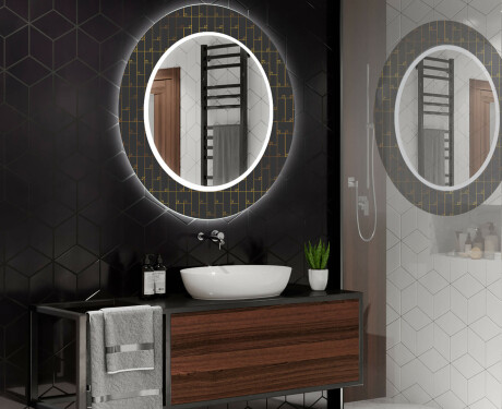 Ronde decoratieve spiegel met led-verlichting voor op de badkamer - Microcircuit #2