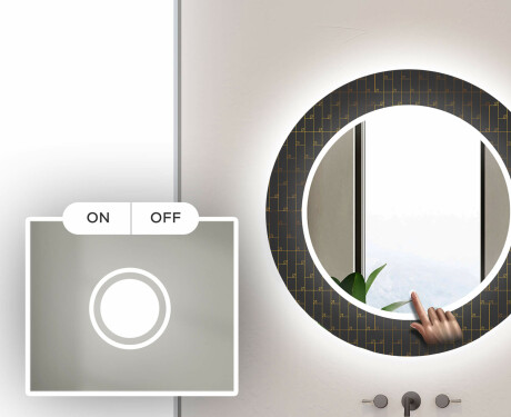 Ronde decoratieve spiegel met led-verlichting voor op de badkamer - Microcircuit #4
