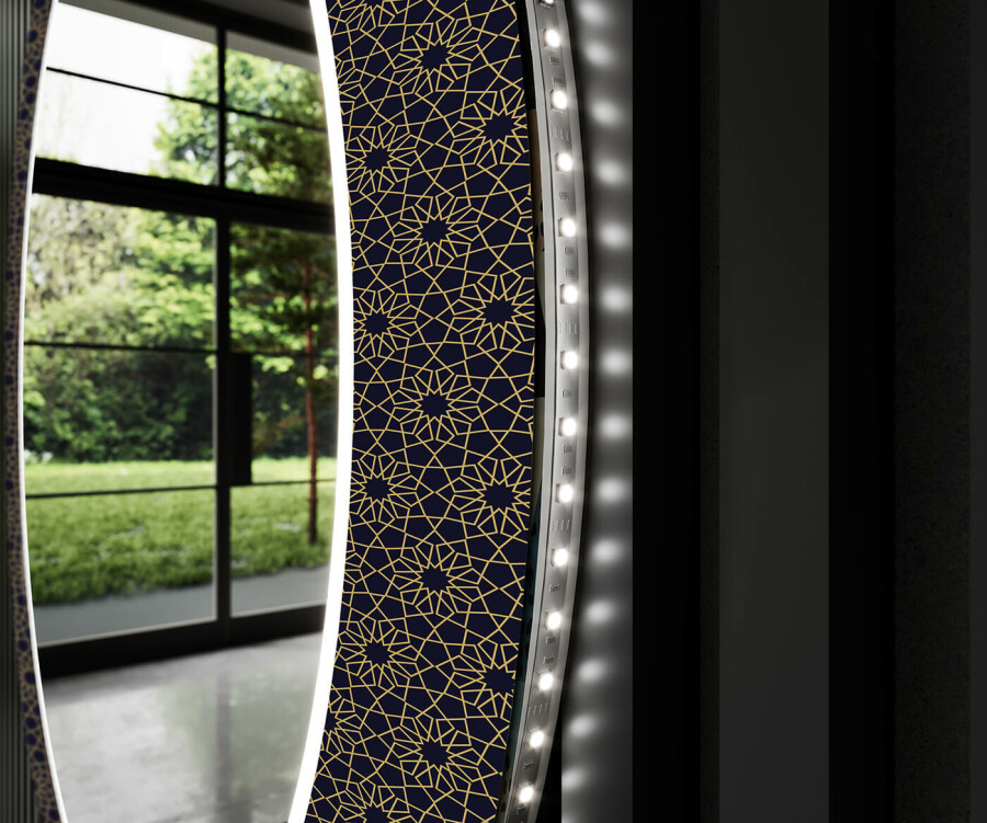 Artforma Ronde decoratieve spiegel met led-verlichting voor op de badkamer -