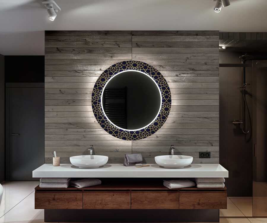 Minimaal Reparatie mogelijk Kolonisten Artforma - Ronde decoratieve spiegel met led-verlichting voor op de  badkamer - Ornament