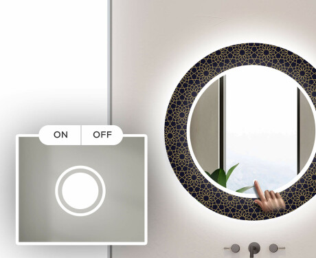 Ronde decoratieve spiegel met led-verlichting voor op de badkamer - Ornament #4