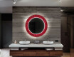 Ronde decoratieve spiegel met led-verlichting voor op de badkamer - Red Mosaic #12