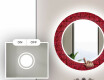 Ronde decoratieve spiegel met led-verlichting voor op de badkamer - Red Mosaic #4