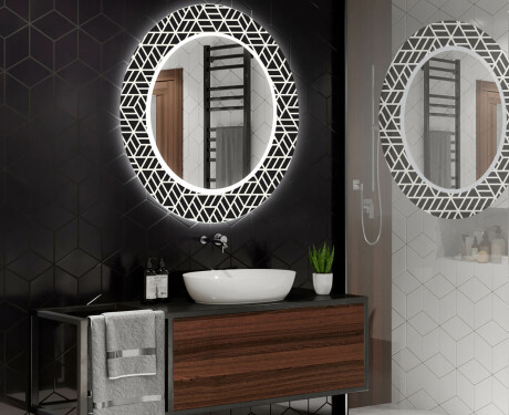 Ronde decoratieve spiegel met led-verlichting voor op de badkamer - Triangless #2