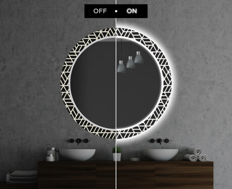 Ronde decoratieve spiegel met led-verlichting voor op de badkamer - Triangless #7