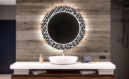 Ronde decoratieve spiegel met led-verlichting voor op de badkamer - Triangless