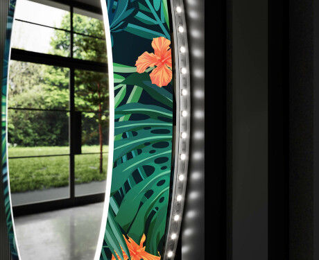 Ronde decoratieve spiegel met led-verlichting voor op de badkamer - Tropical #11