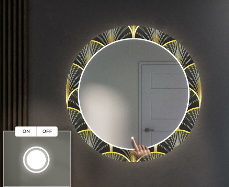 Rond verlichte decoratieve spiegel led voor de gang - Art Deco #4