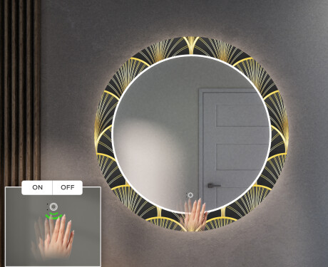 Rond verlichte decoratieve spiegel led voor de gang - Art Deco #5