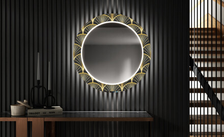 Rond verlichte decoratieve spiegel led voor de gang - Art Deco