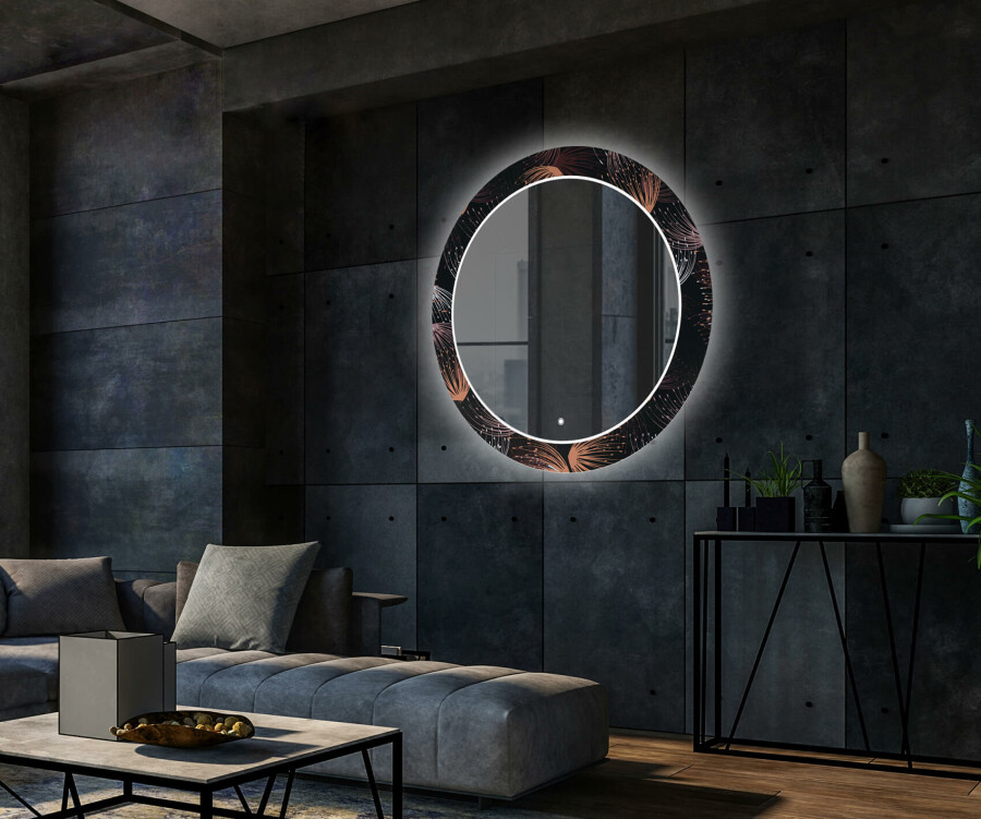 Gladys binnenplaats Fokken Artforma - Ronde decoratieve spiegel met led-verlichting voor in de  woonkamer - Dandelion