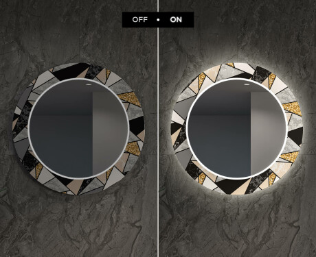 Ronde decoratieve spiegel met led-verlichting voor in de eetkamer - Marble Pattern #7