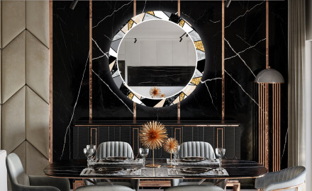 Ronde decoratieve spiegel met led-verlichting voor in de eetkamer - Marble Pattern