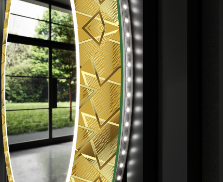 Rond verlichte decoratieve spiegel led voor de gang - Gold Triangles #11