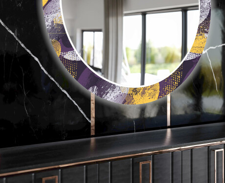 Ronde decoratieve spiegel met led-verlichting voor in de eetkamer - Round Stamp #11