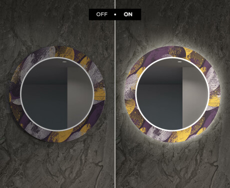 Ronde decoratieve spiegel met led-verlichting voor in de eetkamer - Round Stamp #7