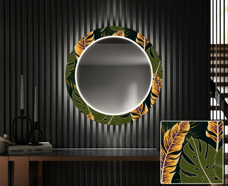 Rond verlichte decoratieve spiegel led voor de gang - Botanical Flowers #1