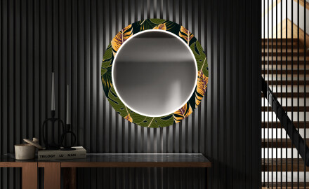 Rond verlichte decoratieve spiegel led voor de gang - Botanical Flowers