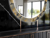 Ronde decoratieve spiegel met led-verlichting voor in de eetkamer - Golden Leaves #11