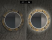 Ronde decoratieve spiegel met led-verlichting voor in de eetkamer - Golden Leaves #7