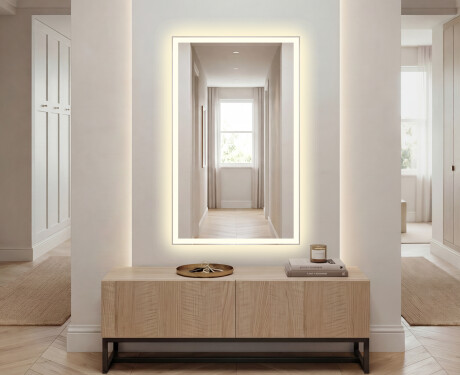 Verticaal moderne badkamer spiegel met LED-verlichting L01