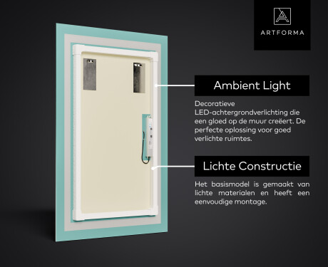 Verticaal moderne badkamer spiegel met LED-verlichting L01 #3