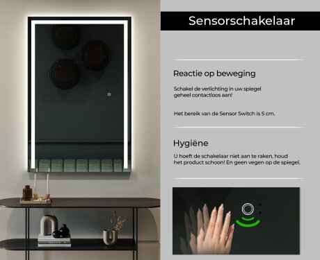 Verticaal moderne badkamer spiegel met LED-verlichting L11 #6