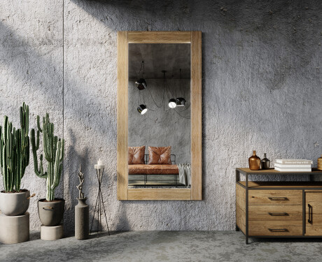 Verticaal rechthoekige houten spiegels met eiken lijst L224 #6
