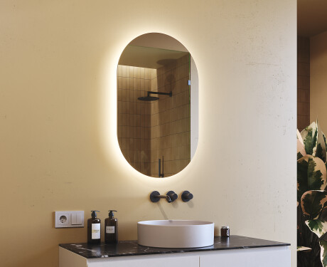 Moderne badkamer spiegel met LED 50x80cm met koel LED-licht 7000K, warm licht 3000K of neutraal licht 4500K