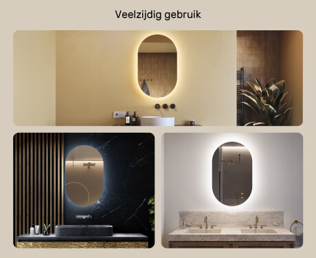 Moderne badkamer spiegel met LED 50x80cm met koel LED-licht 7000K, warm licht 3000K of neutraal licht 4500K #2
