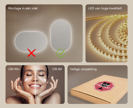 Moderne badkamer spiegel met LED 50x80cm met koel LED-licht 7000K, warm licht 3000K of neutraal licht 4500K #5