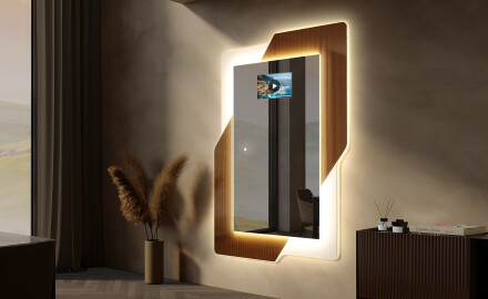 Verticaal moderne spiegel met LED-verlichting - Retro