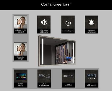 Rechthoekige LED badkamerspiegel met FrameLine lijst L02 #7