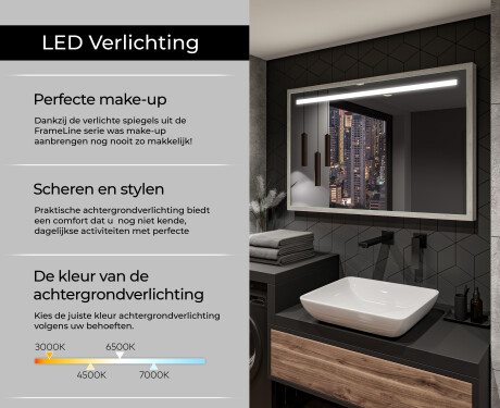 Rechthoekige LED badkamerspiegel met FrameLine lijst L124 #4