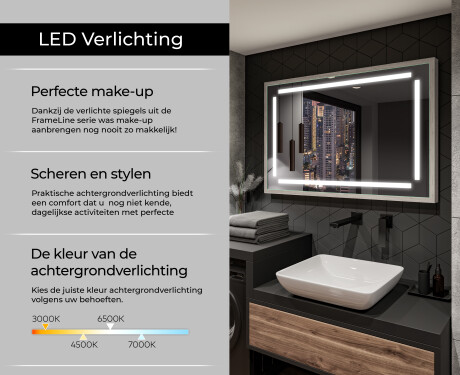 Rechthoekige LED badkamerspiegel met FrameLine lijst L124 #4